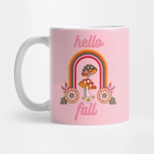 Hello Fall Retro Mushroom Design Mug